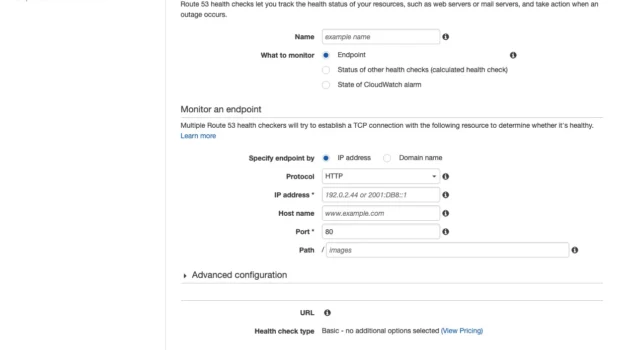 AWS Route53 Healthcheck creation wizard