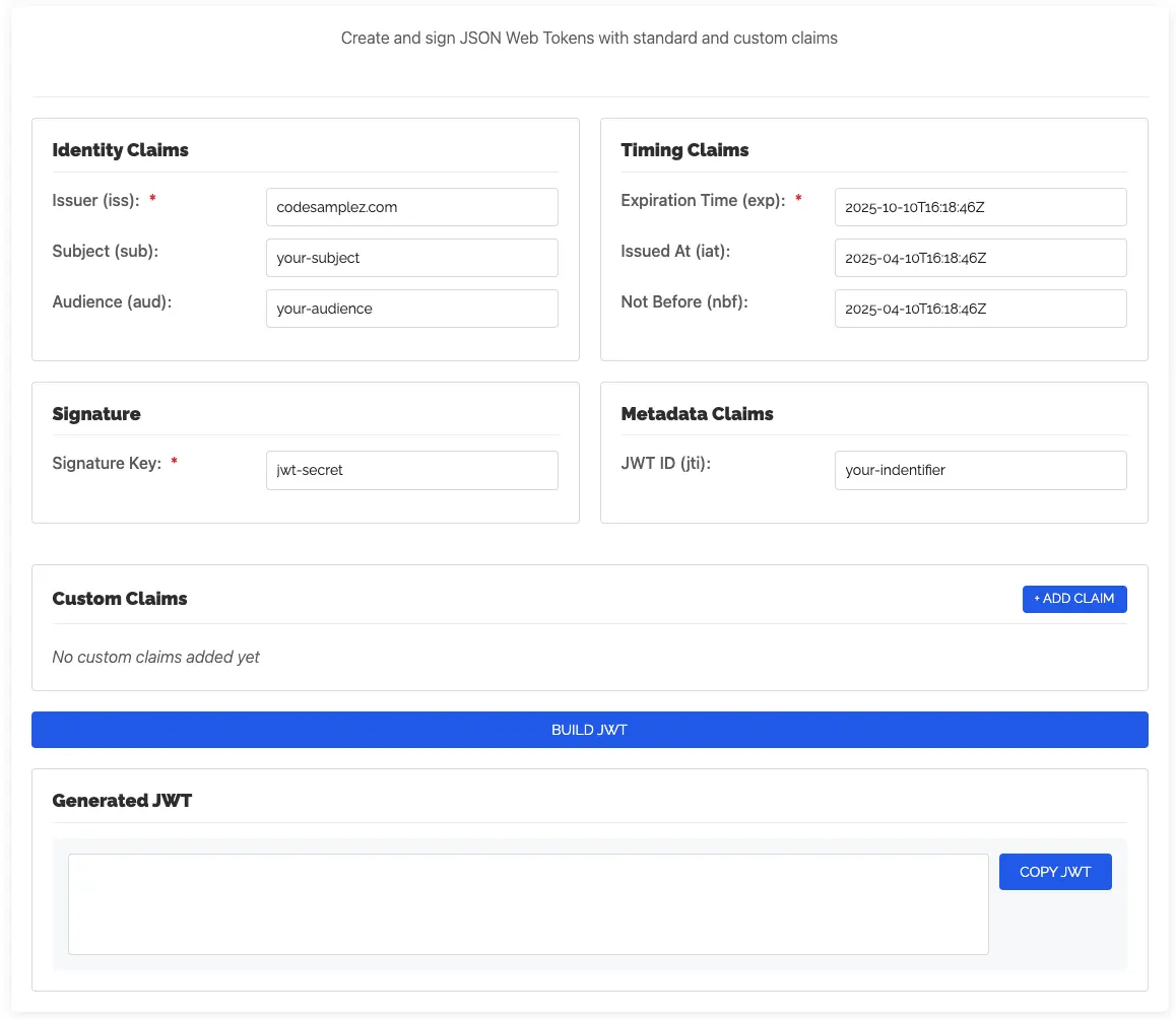 JWT Generator Developer Tool thumbnail